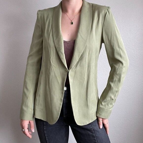 The Classics Paris NWT Womens Celeste Green Minimalist Blazer Trouser Set Sz M - Picture 6 of 11